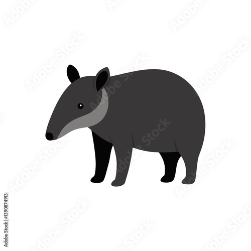 Tapir doodle on white background vector illustration
