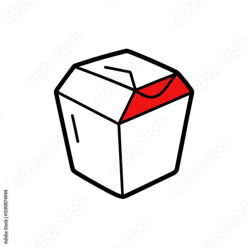 Takeout box doodle on white background vector illustration