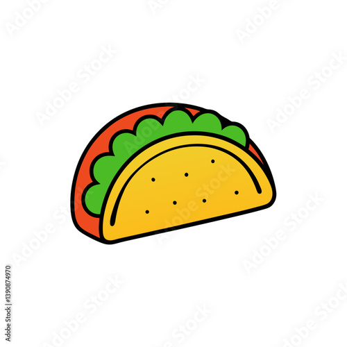 Taco shell doodle on white background vector illustration