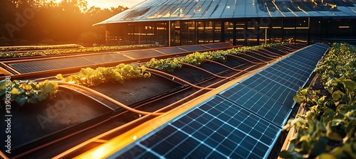 
harmonious amalgamation of solar panels seamlessly incorporated into architectural design of a commercial edifice epitomizing sublime union of innovation and ecological consciousness


