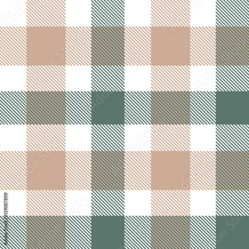 Plaid pattern seamless. Highland white & Dusky mushroom Tartan Fabric Design. 