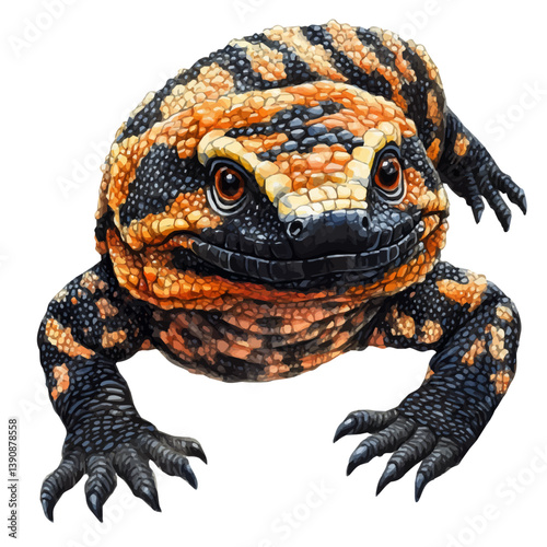 A watercolor painting of Gila monster, isolated on a white background. Gila monster vector

