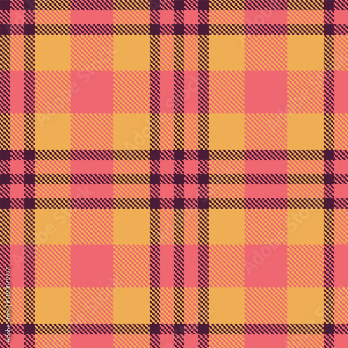Wallpaper Mural Neon dark plum Seamless Tartan with Autumn salmon pink accents Fabric Design Torontodigital.ca