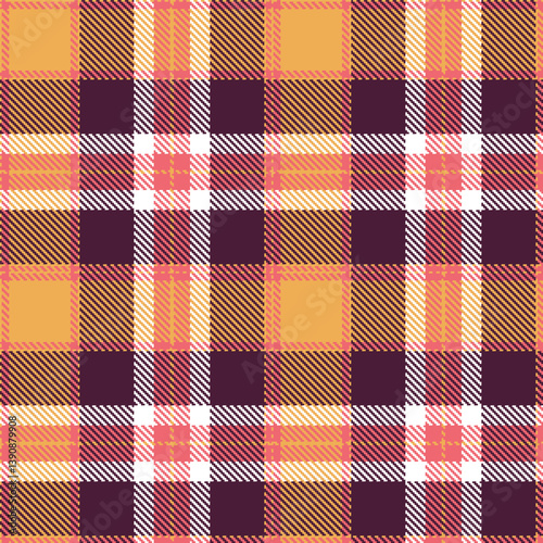 Classic butterscotch Seamless Tartan with Warm salmon pink accents Fabric Design