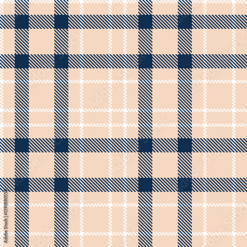 Fire light peach and Dusky white Seamless Tartan Fabric Design