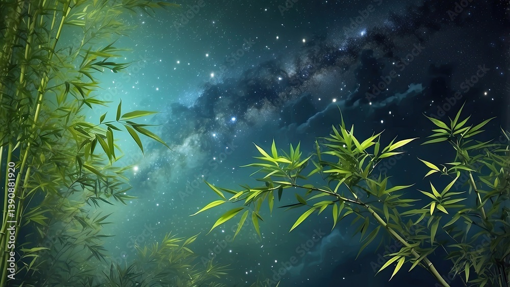 Fototapeta premium An ethereal night sky filled with sparkling stars and vibrant blue hues