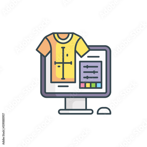 T-Shirt Design on Monitor Icon