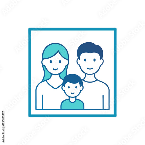 Nostalgic Family Photo Doodle Sketch Art on a Clean White Background