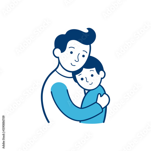 father hug doodle vector on white background