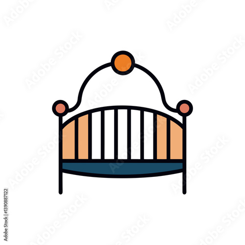 baby crib doodle vector on white background