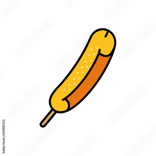 fried corn dog doodle vector on white background