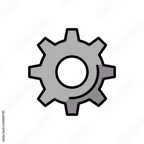 Basic Cogwheel Doodle Vector Clip Art Illustration