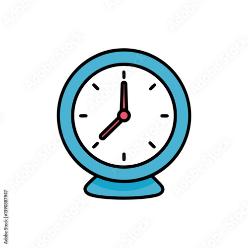 Round Clock Doodle Vector Clip Art Illustration