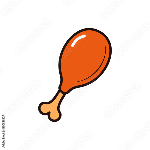 Simple Chicken Leg Doodle Vector Clip Art Illustration