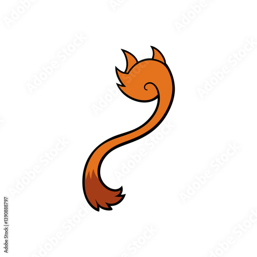 Cat Tail Doodle on White Background