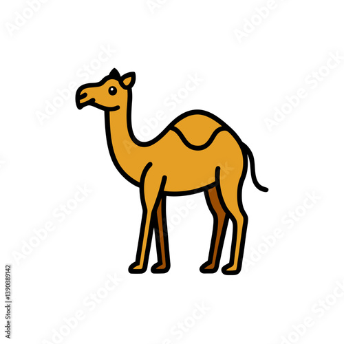 Camel Doodle on White Background