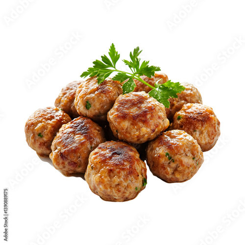 Danish Frikadeller Meatballs Isolated on Transparent Background