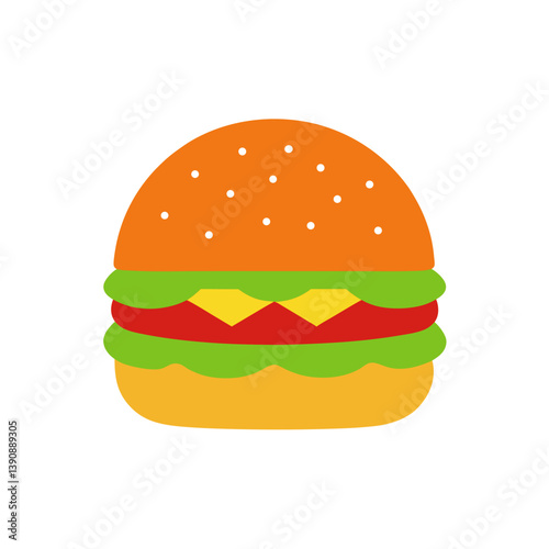 Burger Doodle Sketch Icon on White Canvas
