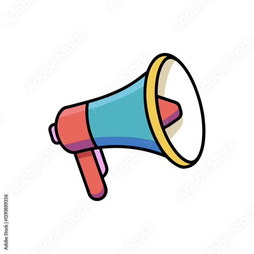 Bullhorn Doodle Icon Vector on White Background