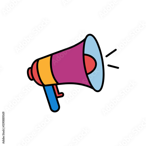 Bullhorn Doodle Loudspeaker Sketch on White Background