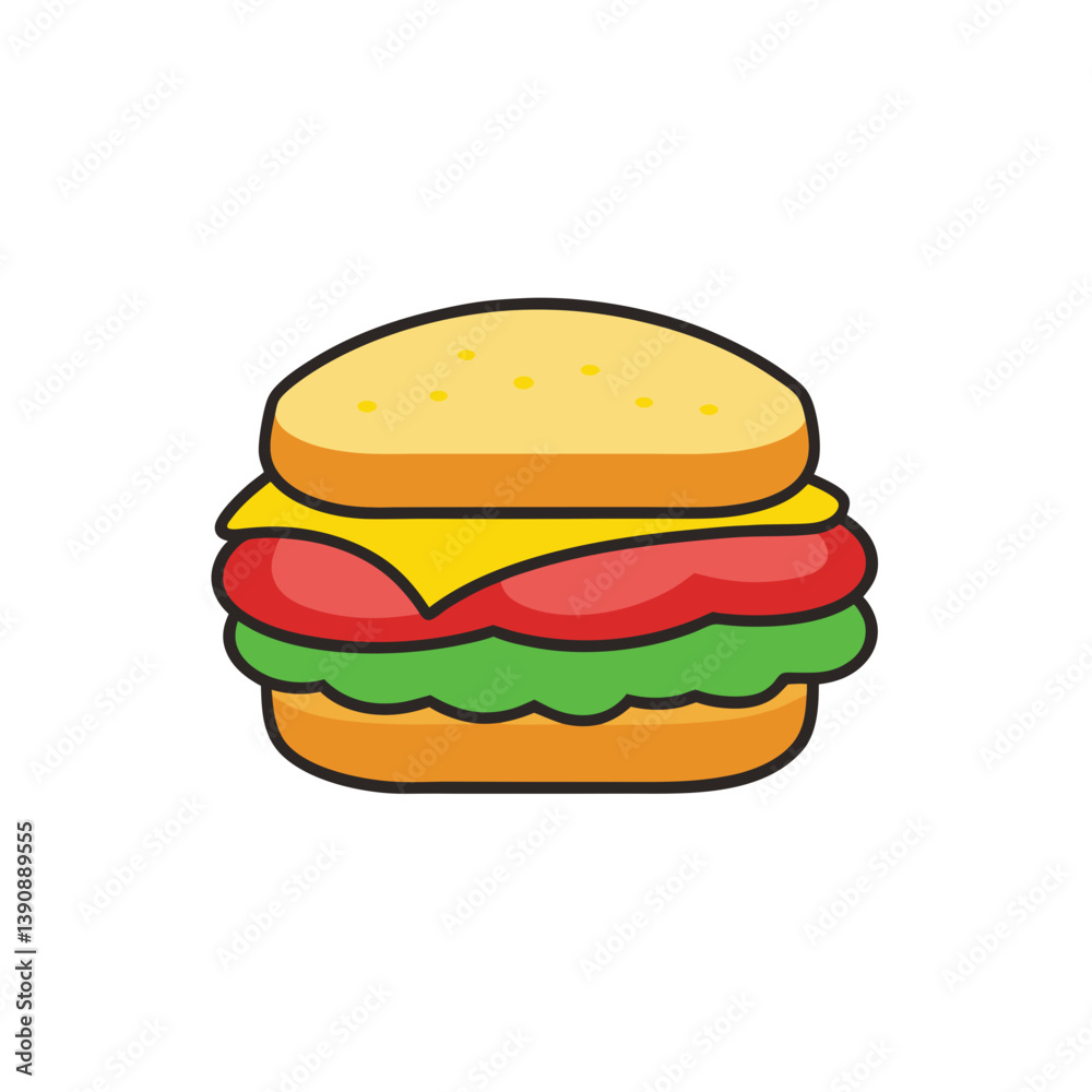 Breakfast Sandwich Doodle Hand Drawn on White Canvas Breakfast Sandwich Doodle Hand Drawn on White Canvas