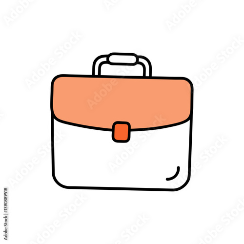 Briefcase Doodle Vector Drawing on White Canvas