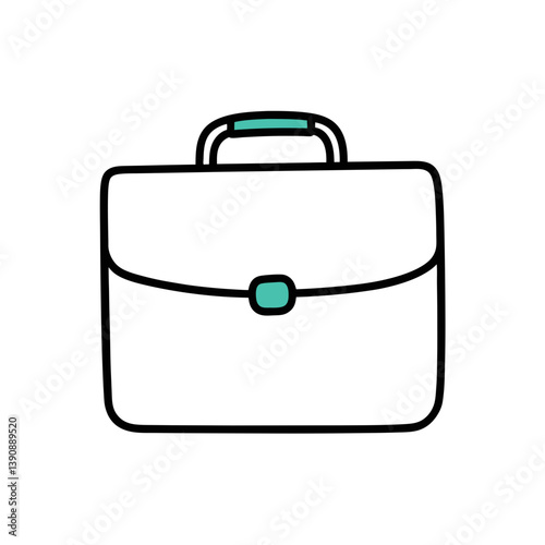 Briefcase Doodle Icon Set on White Background