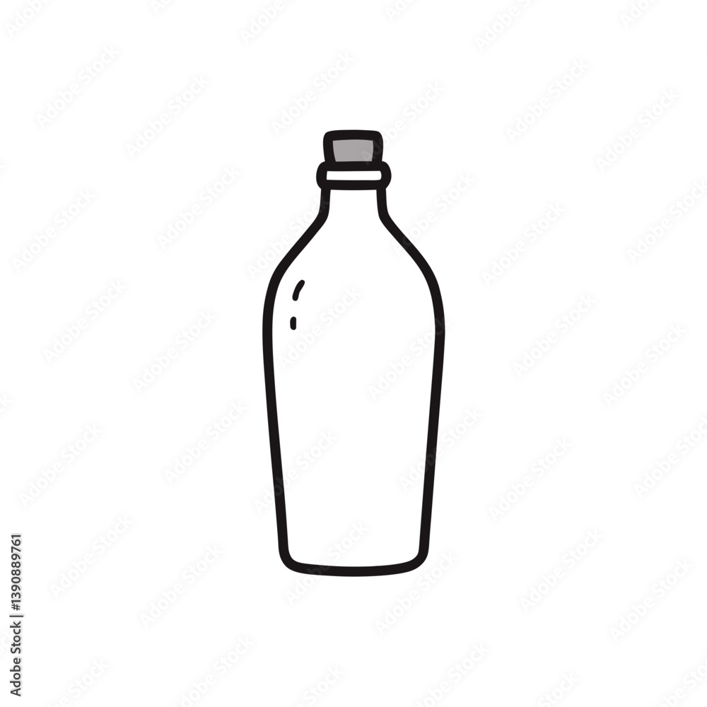 Bottle Doodle Hand Drawn on White Canvas Bottle Doodle Hand Drawn on White Canvas