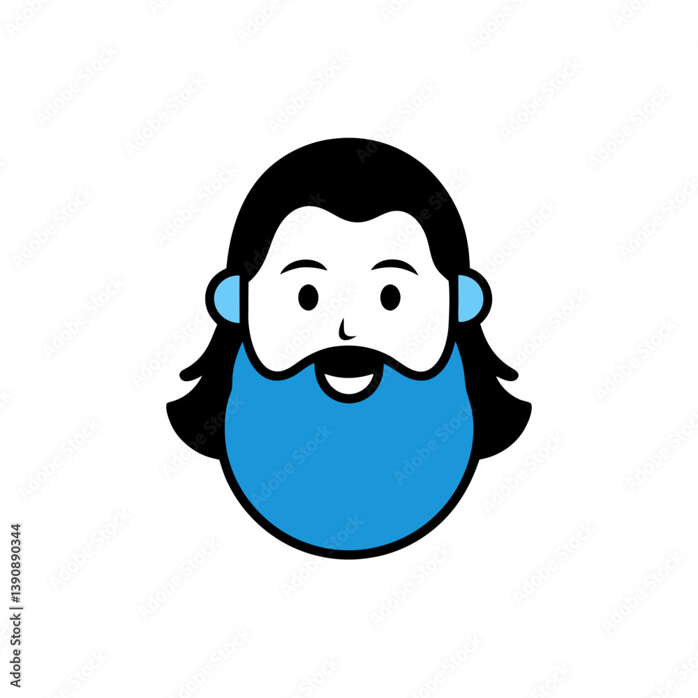 Beard Doodle Icon on White Canvas Beard Doodle Icon on White Canvas