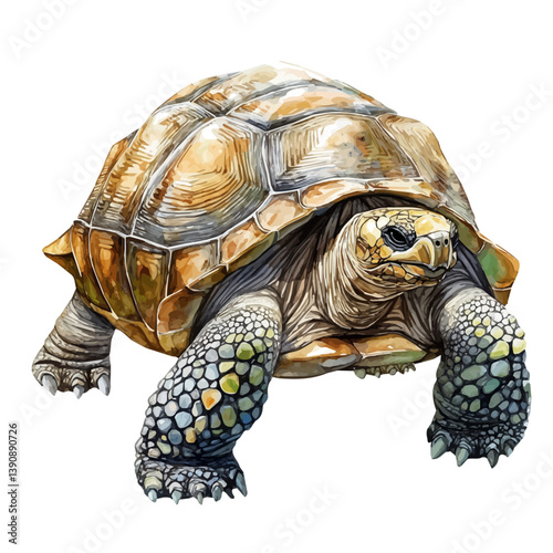 A watercolor painting of tortoise, isolated on a white background. Tortoise vector

