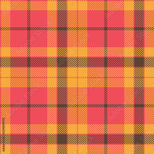 Timeless Muted coral pink & Muted butterscotch Seamless Tartan Fabric Design