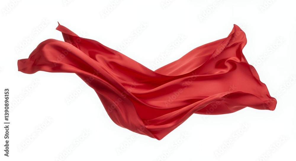 Flowing Red Silk Fabric on White Background For Fashion Designs Flowing Red Silk Fabric on White Background For Fashion Designs