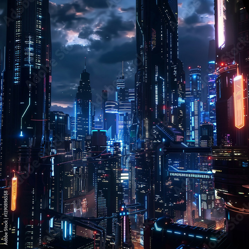 Wallpaper Mural Cyberpunk City Skyline Neon Reflections Bending Through Holographic Glass Surfaces UltraHd Realism Ar 169 Torontodigital.ca