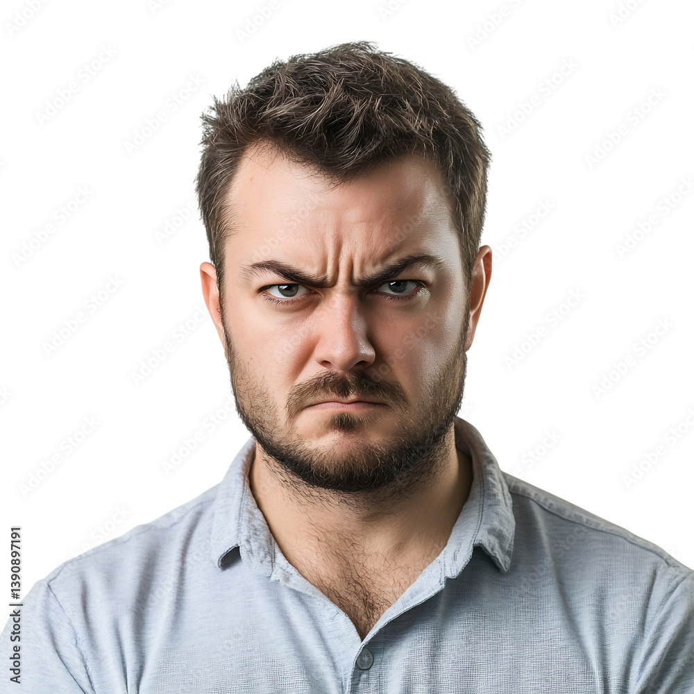 A Man with a Serious Expression Isolated on Transparent Background A Man with a Serious Expression Isolated on Transparent Background