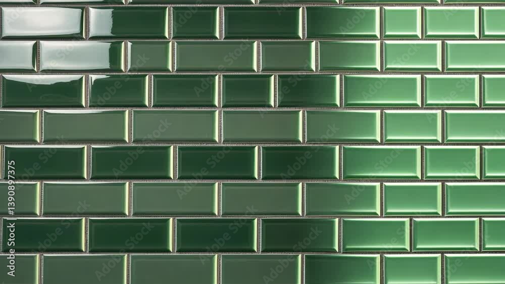 Backdrop of green ceramic tiles. Decorative ceramic tiles in green for kitchen or bathroom.