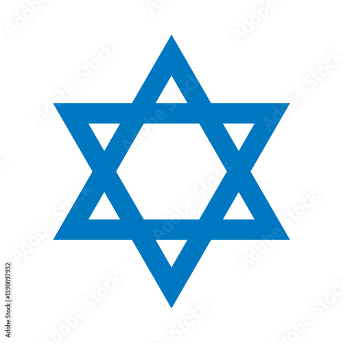 Blue Star of David symbol, representing Jewish identity and heritage, isolated. Star of David isolated.