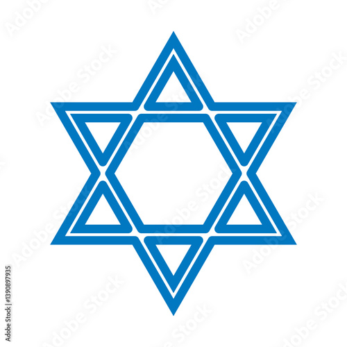 Outlined Star of David design, symbolizing Jewish faith and tradition, isolated. Star of David isolated.