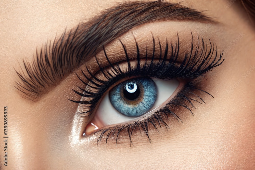 Fototapeta premium Captivating Close-Up of a Woman's Striking Blue Eye Generative AI