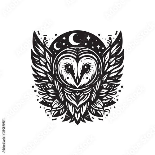 A vector illustration of a Barn Owl, perfect for wildlife designs, bird projects, and nature-themed creative work. Ideal for educational materials and artistic projects featuring nocturnal birds.