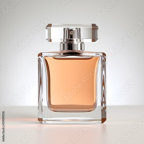 Elegant Perfume Bottle with Amber Liquid on Light Background