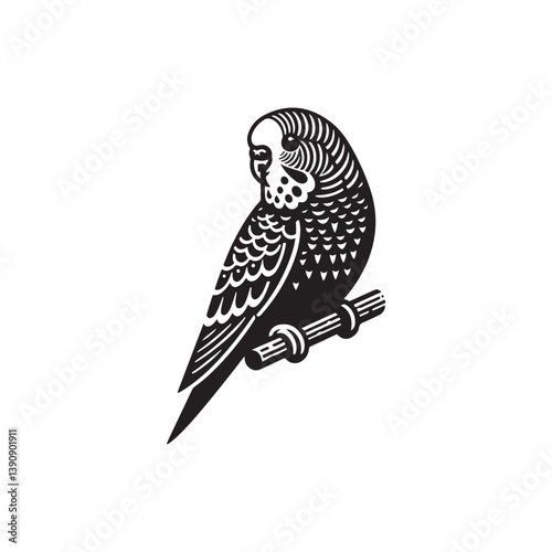 A vector illustration of a Budgerigar (Budgie), perfect for bird designs, wildlife projects, and educational materials showcasing small exotic birds. Ideal for creative and artistic work.