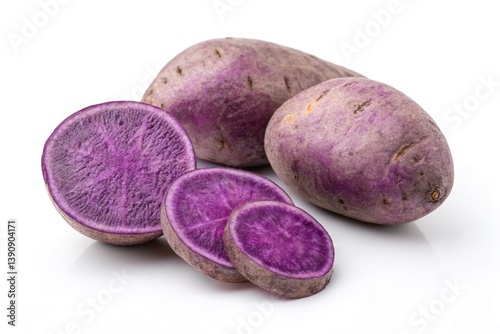 Sweet Potatoes With Vibrant Purple Flesh on Display Generative AI