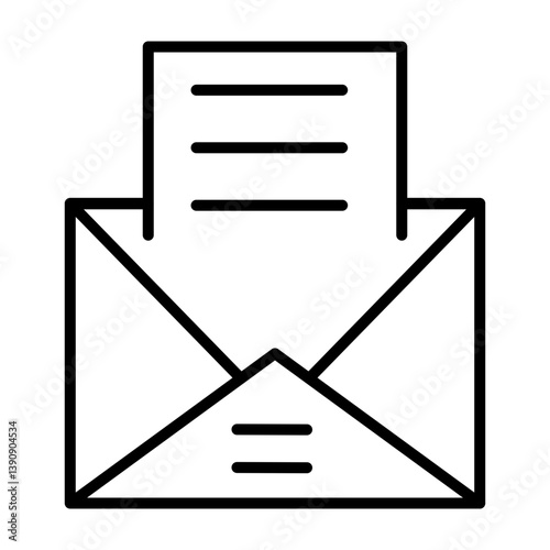 Open Email Vector Line Icon Design
