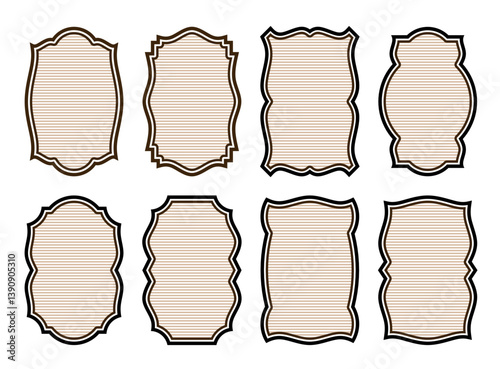 A set of simple vintage style frames, invitation labels, blank frame icons without text