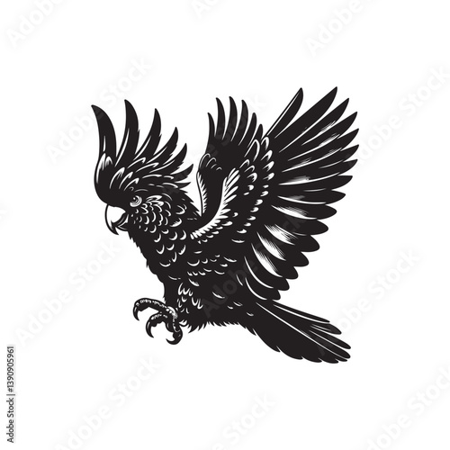 A vector illustration of a Cockatoo, perfect for nature designs, bird projects, and wildlife-related creative work. Ideal for educational materials and artistic projects celebrating exotic birds.