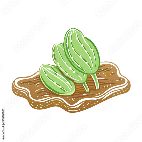 Cactus pad icon showcasing vibrant greenery, nature concept