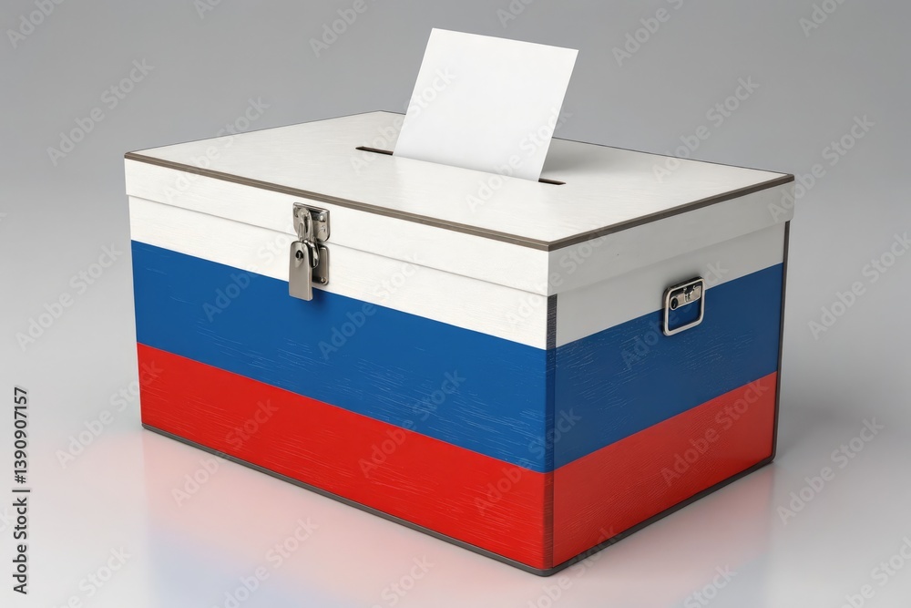 Voting Box Designed With Russian National Colors Ready for Use Generative AI Voting Box Designed With Russian National Colors Ready for Use Generative AI