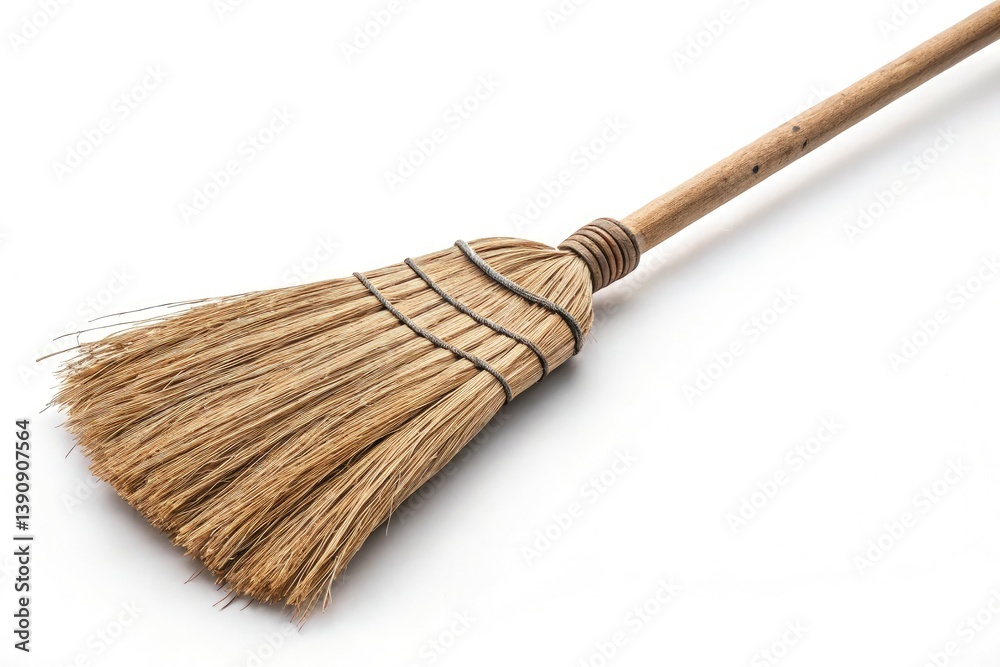 custom made wallpaper toronto digitalBroom Made of Natural Materials Resting on a White Background Generative AI