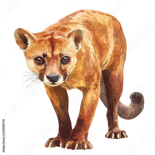 A watercolor painting of Fossa, isolated on a white background. Fossa vector

