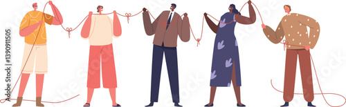 People building social ties vector illustration